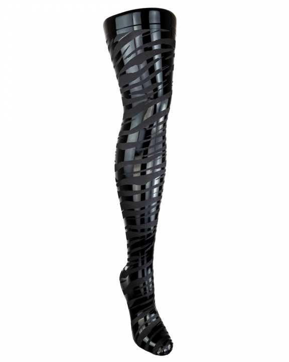 Stockings TIGER easy-to-dress Laser Latex Edition black made by rubbertech-clothging.com